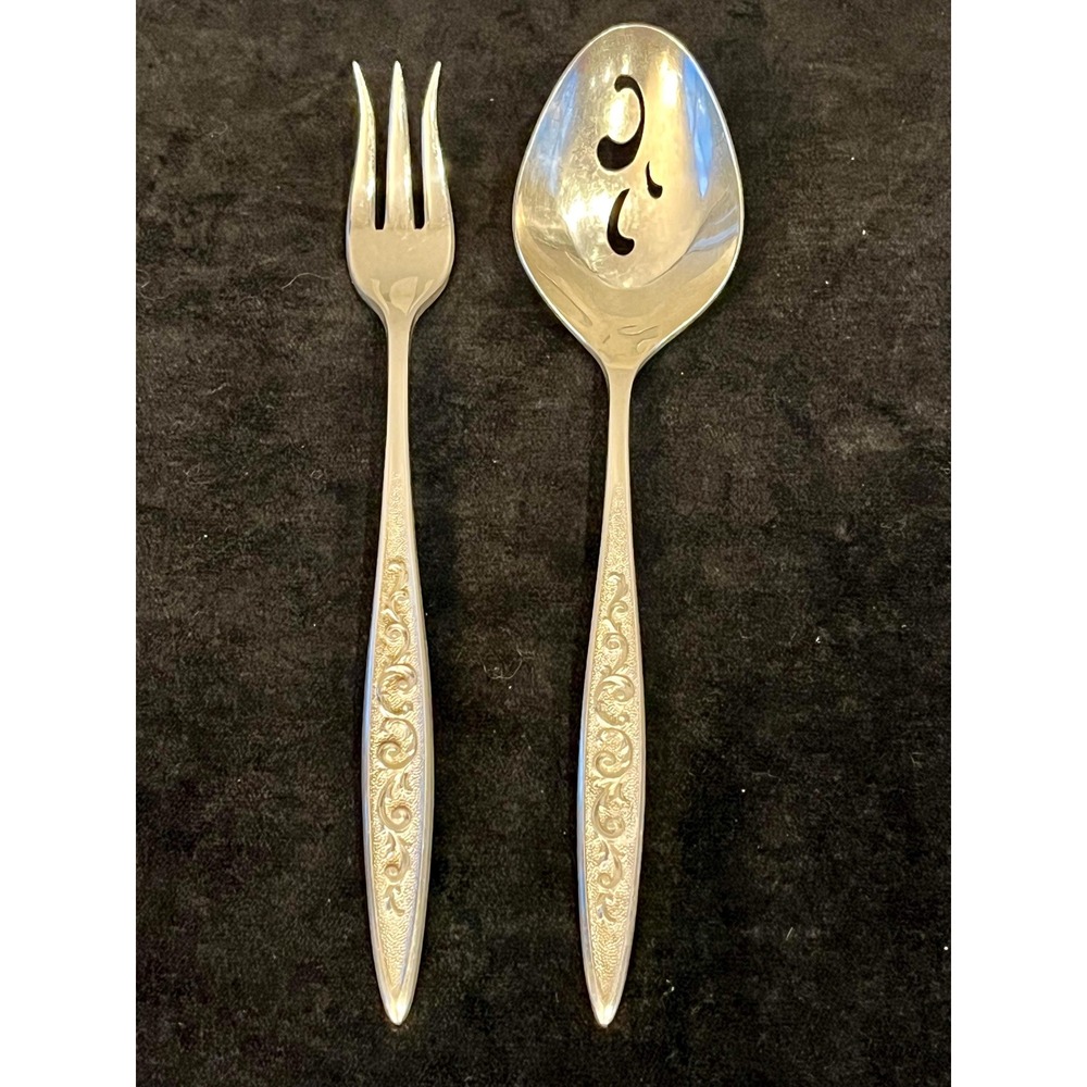 1847 Rogers Bros Esperanto Relish Fork Pierced Spoon Silverplate Set